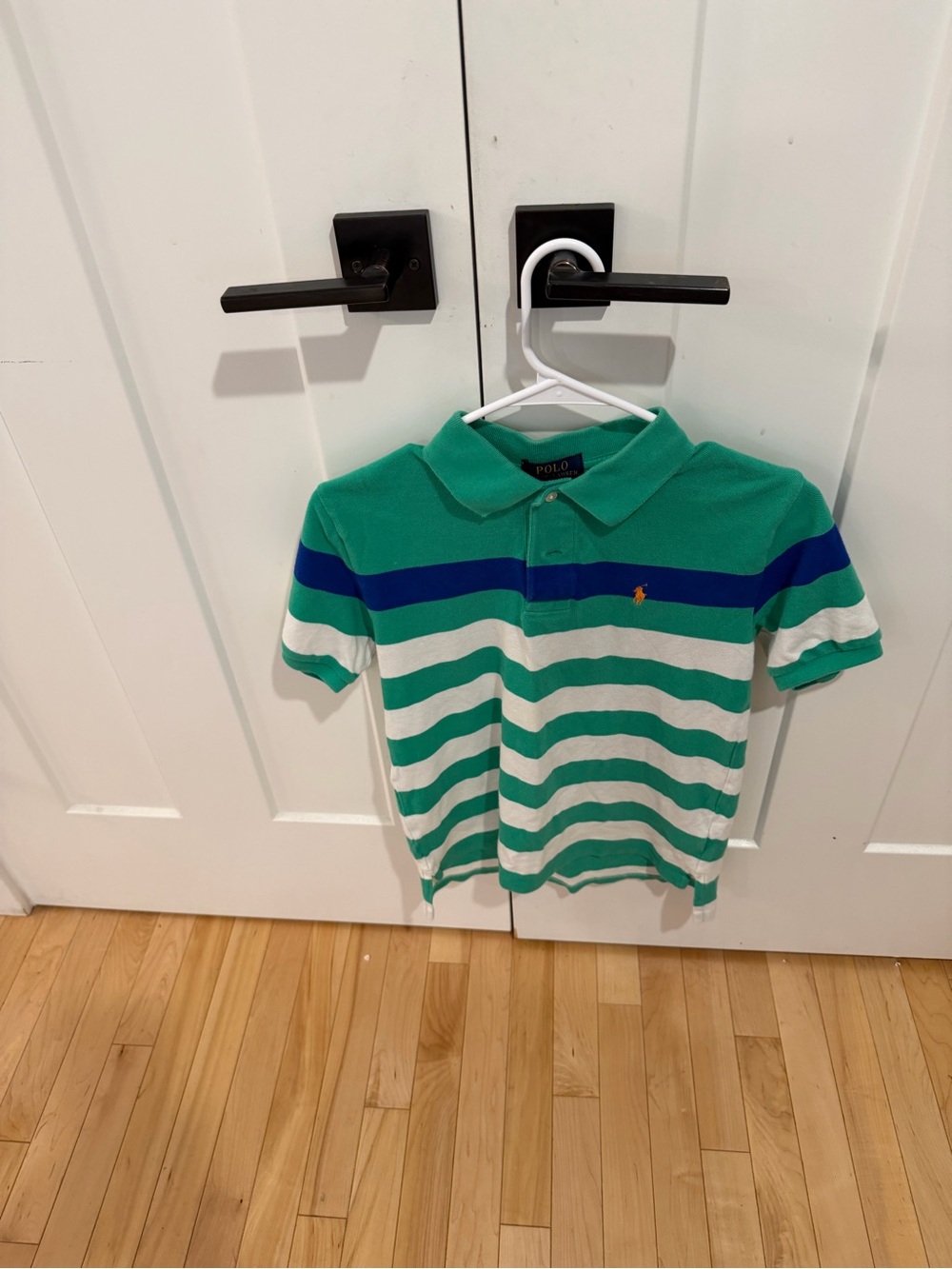 Polo by Ralph Lauren Green, White & Blue Striped Kids Polo